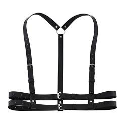 Love69Toys Damen Punk Leder Harness Schwarz Punk Leder Taillengürtel für Cosplay Kleid Ankleiden Halloweenkostüm Damen Punk Ledergeschirr PU Leder Schwarz(072) von Love69Toys