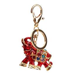 LoveAloe 1Pcs niedlichen Elefanten Stil Strass verziert Schlüsselanhänger Schlüsselbund Frauen Tasche Ornamente Anhänger kleines Geschenk, rot von LoveAloe