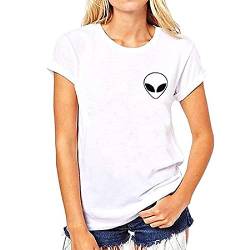 Alien Frau T-Shirt - Shirt - Kurzarm - T-Shirt - Sommer Frühling - weiße Farbe - Größe s von LoveLegis