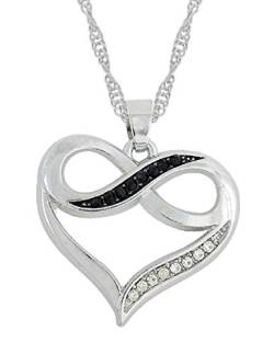 Lovelegis Damen-Halskette Herz – Herz – Unendlichkeit – Strass – Glitzer – Geschenkidee – Mutter – Mädchen – Farbe Silber und Schwarz – Weihnachten, Metall, Silber,Strass von LoveLegis