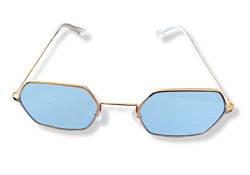 Lovelegis Sechseckige Brille – Vintage – Retro – Mode – Geschenkidee – Unisex, Goldfarbener Rahmen - hellblaue Gläser von LoveLegis