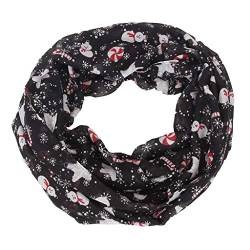 LoveLeiter Damen Loop Schal Winter Herbst Rundschal Schlauchschal Weihnachten Santa Muster Weicher Leicht Baumwolle Scarves Halstücher Als Frauen Christmas Geschenk von LoveLeiter-Weihnachten