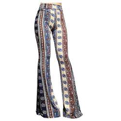 LoveLeiter Damen Boho Hippie Drucken Glockenhose Lange Fitness Hose Leicht Hohe Taille Freizeithose Atmungsaktiv Flare-Hose Streetwear Schlaghose Elegant Retro Flared Pants Stretch Bell Hose von LoveLeiter