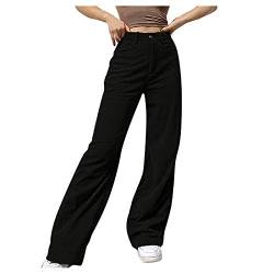 LoveLeiter Damen Jeans Y2K Style Vintage Jeanshose mit High Waist Harajuku Pants Casual Slim Freizeithose Einfarbig Denim Hose Streetwear Loose Casual Baggy Hose 70er Vintage E-Girl Schlagjeans Hose von LoveLeiter