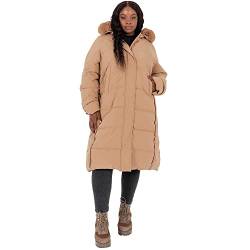 Lovedrobe Damen Ladies Plus Size Winter Jacket for Women Curve with Detachable Faux Fur Pockets Hooded Puffed Quilted Coat, Mink, 44 von Lovedrobe