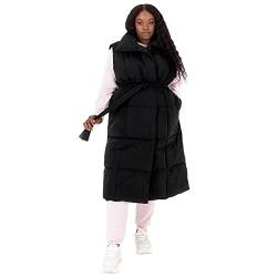 Lovedrobe Damen Ladies Womens Gilet Sleeveless Winter Jacket Coat Long Quilted Body Warmer Plus Size With Belt Pocke anzug weste, Schwarz, 48 EU von Lovedrobe