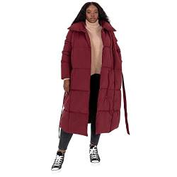 Lovedrobe Damen Womens Ladies Jacket Quilted with Belt Pockets Hoodless Collar Cuffed Long Sleeve Waterproof Winter Coat, Beere, 42 von Lovedrobe
