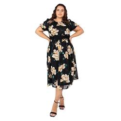 Lovedrobe Damen Womens Plus Size Dresses Summer for Ladies with Pockets Short Ballon Sleeve Crew Neck Midi Len Dress, Schwarz, 48 EU von Lovedrobe