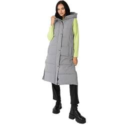 Lovedrobe Women's Gilet Ladies Hooded Body Warmer Sleeveless Jacket Quilted Winter Coat Padded Longline Side Pockets Outerwear, Grau, 44 von Lovedrobe