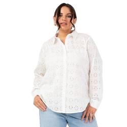 Lovedrobe Women's Ladies Long Sleeve Shirt Button-up Broderie Anglaise Floral Side Splits Cotton Casual Summer Occasion Blouse Weiß 36 von Lovedrobe