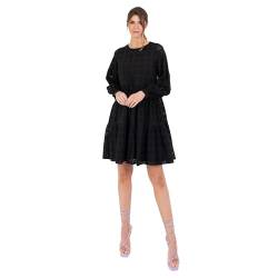 Lovedrobe Women's Ladies Smock Dress Knee-Length Round Neck Long Puff Sleeve Broderie Anglaise Smock Shift Cotton Casual Schwarz 48 von Lovedrobe