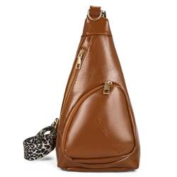 Lovehomily Damen-PU-Brusttasche, stilvolle Umhängetasche, Verstellbarer Riemen, Vintage-Hüfttasche, Doppelreißverschluss, mehrere Taschen, einfache Umhängetasche (braun) von Lovehomily