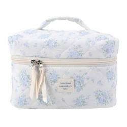 Lovehomily Gesteppte Kosmetik-Organizer-Tasche mit großer Kapazität, ästhetische tragbare Kosmetiktasche for Damen, Reise-Kosmetiktasche, weicher Blumen-Kulturbeutel (Stil 1) von Lovehomily