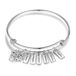 Armband damen armreif silber personalisierte frauen baum des lebens armband mit 2 bis 7 name gravur für mutter tochter geschenk für geburtstag weihnachten (6 Namensleiste) von Lovejewellery