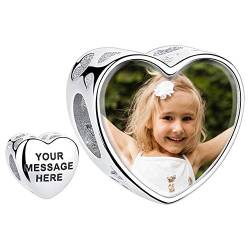 Personalisierter foto charm pandora charm mit foto charms armband foto charm beads silber 925 foto geschenk für die tochter frauen mama oma (charm herz) von Lovejewellery