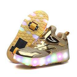 Lovelysi Unisex Jungen Mädchen LED Licht Skateboardschuhe mit Rollen Drucktaste Einstellbare Rollerblades,USB Wiederaufladbar,Inline Skates,Outdoor Sport Gymnastik Running Sneaker von Lovelysi