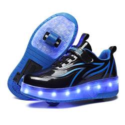 Lovelysi Unisex Kinder LED Licht Schuhe USB Wiederaufladbar Skateboardschuhe mit Rollen Drucktaste Einstellbare Rollerblades Inline Skates Outdoor Sport Gymnastik Running Sneaker von Lovelysi