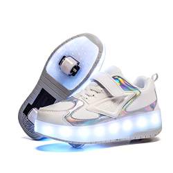 Unisex Kinder LED Licht Schuhe mit Doppelrad Rollen,Drucktaste Einstellbare Rollerblades Skates,USB Wiederaufladbar, Outdoor Sport Gymnastik Running Sneaker Geburtstagsgeschenk von Lovelysi