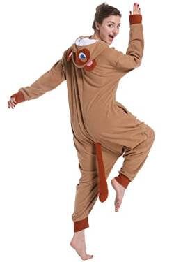 Erwachsene Waschbär Tier Bär Onesie, Dressing-up Party Halloween Weihnachten Cosplay Kostüm Pyjama Nachtwäsche für Frauen Männer, braun, L von Lovemonster