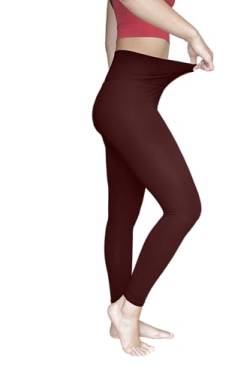 Loverly® Sporty Leggings Damen High Waist blickdichter weicher Stoff - Hochelastische One Size für alle Figuren - Für Yoga, Sport und Alltag (XS, S, Regular, weinrot) von Loverly