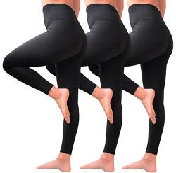 Loverly 3-er Pack Leggings Damen High Waist blickdichter weicher Stoff - Hochelastische One Size für alle Figuren - Für Yoga, Sport und Alltag (S-L, schwarz) von Loverly