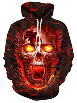 Loveternal 3D Druck Hoodies Lava Schädel Kapuzenpullover Langarm Tops Leichte Sweatshirts Mit Taschen M von Loveternal