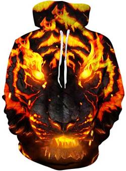 Loveternal 3D Druck Kapuzenpul Tiger Hoodie Langarm Fleece Pullover Flame Sweatshirt für Teen Jungen Mädchen L von Loveternal