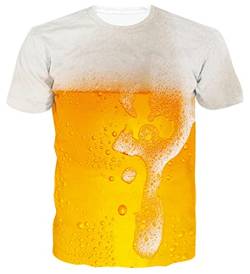 Loveternal 3D T-Shirt Herren Bier T-Shirts 3D Druck Tee Shirt Cool Beer Grafik Kurzarm Oberseiten T-Stücke 3XL von Loveternal