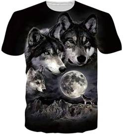 Loveternal 3D T-Shirt Herren Wolf T-Shirt 3D Druck Tee Shirt Cool Grafik Kurzarm Oberseiten T-Stücke XXL von Loveternal