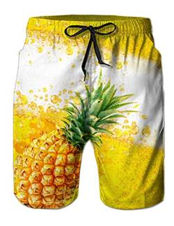 Loveternal Badehose Herren 3D Beach Shorts Bier Badeshorts Herren Kurze Schnelltrocknend Ananas Surf Shorts L von Loveternal