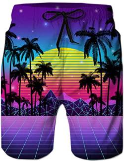 Loveternal Badeshorts Hawaii Männer Schnell Trocknend Strand Shorts Performance Jogging Shorts 3D Palme Graphic Surf Badehose XXL von Loveternal