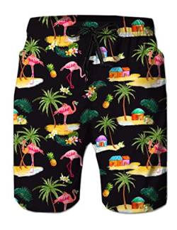 Loveternal Badeshorts für Männer 3D Schnell Trocknend Flamingo Badehose Lustig Coole Hawaii Ananas Beach Shorts M von Loveternal