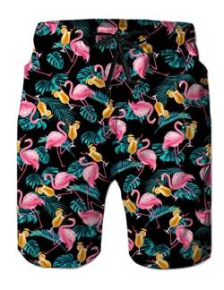 Loveternal Flamingo Beach Shorts Bier Badehose 3D Duck Badehose für Herren Kurze Schnelltrocknend Hawaii Badehosen XXL von Loveternal