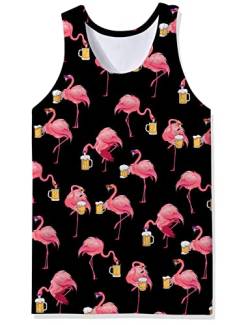 Loveternal Flamingo Bier Tank Tops 3D Druck T-Shirt Achselshirts Workout Muscle Shirt Tee Ärmelloses Shirt L von Loveternal