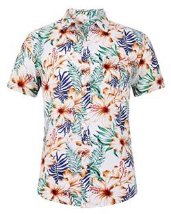 Loveternal Funky Hawaiihemd Herren Kurzarm Fronttasche Hawaii-Print Flamingo Blumenmuster XXL von Loveternal