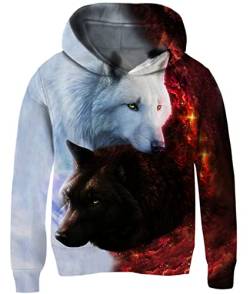 Loveternal Galaxy Wolf Hoodie Kinder Bunte Unisex 3D Kapuzenpullover 5-6 Jahre Galaxis Graphic Langarm Sweatshirts für Jungen und Mädchen M von Loveternal