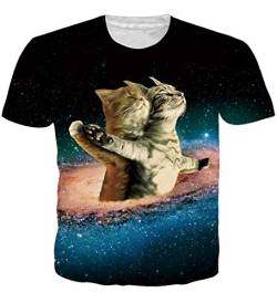 Loveternal Hawaii Shirt Herren Titanische Katze T-Shirt 3D Druck Tees Casual Grafik Kurzarm Tops Weiß Tees S von Loveternal