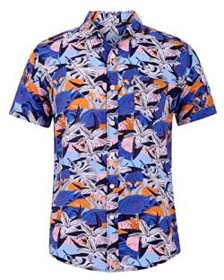 Loveternal Hemd Herren Kurzarm Blau Hawaii Hemd Männer Sommer Baumwolle Freizeithemden für Herren Casual Floral Aloha Blumenmuster Hawaiihemd Funky Strand Beilaufig M, Flamingo von Loveternal