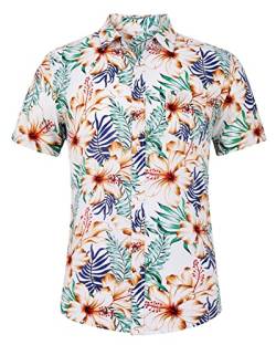 Loveternal Hemd Herren Kurzarm Gelb Aloha Hawaii Hemd Männer Sommer Baumwolle Blumenmuster Freizeithemden für Herren Casual Floral Funky Strand Beilaufig M, Flamingo von Loveternal