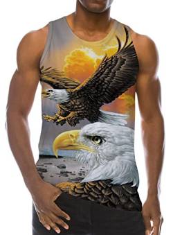 Loveternal Herren Flügel Eagle Tank Top 3D Druck Sommer Casual Grafik Sleeveless Tees Muskelshirt XXL von Loveternal