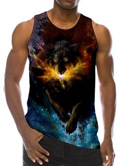 Loveternal Herren Galaxie Wolf Tank Top 3D Digital Westen Sommer Casual Cooles Ärmelloses Tees M von Loveternal