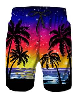 Loveternal Holiday Beach Shorts Kokosnussbaum Badehose 3D Duck Badehose für Herren Kurze Schnelltrocknend Hawaii Badehosen XXL von Loveternal