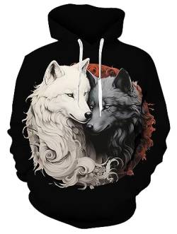 Loveternal Hoodie 3D Wolf Druck Kapuzenpullover Paar Pullover Long Sleeve Sweatshirt für Männer Frauen L von Loveternal