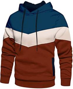 Loveternal Hoodie Damen Herren Kapuzenpullover Patchwork Unisex Pullover mit Kapuze Casual Sweatshirt Sport Classic Farbabstimmung Hoody mit Tasche, Blau Rot,M von Loveternal