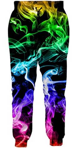 Loveternal Jogginghose Colorful Smoke Hosen 3D Printed Jogger Lustige Pants Casual Grafik Jogger Baggy Sweatpants für Herren XXL von Loveternal