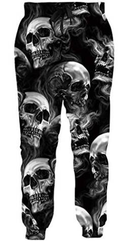 Loveternal Jogginghose Herren 3D Hose Schädel Hosen Lustige Jogger Skull Sport Pants Casual Baggy Sweatpants S von Loveternal