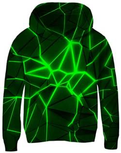 Loveternal Jungen Kapuzenpullover Grün Linie 3D Druck Hoodie Langarm Lustige Pullover Unisex Sweatshirts mit Kapuze Causal Pulli 8–10 Jahre, XL von Loveternal