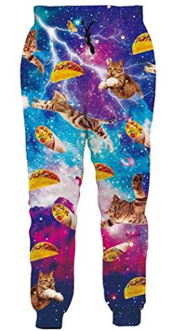 Loveternal Katzen Jogginghose Herren 3D Hosen Coole Galaxy Sweatpants für Jungen Mädchen XL von Loveternal