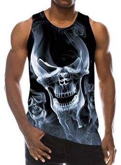 Loveternal Mens Muskelshirt Skull Ärmelloses T-Shirt 3D Print Neuheit Casual Graphic Tank Top XL von Loveternal