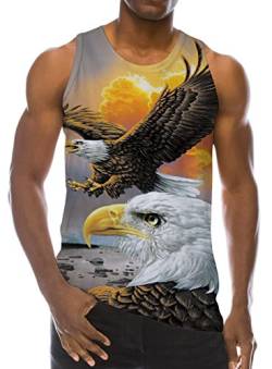 Loveternal Mens Muskelshirt Wings Eagle Ärmelloses T-Shirt 3D Print Neuheit Casual Graphic Tank Top XL von Loveternal